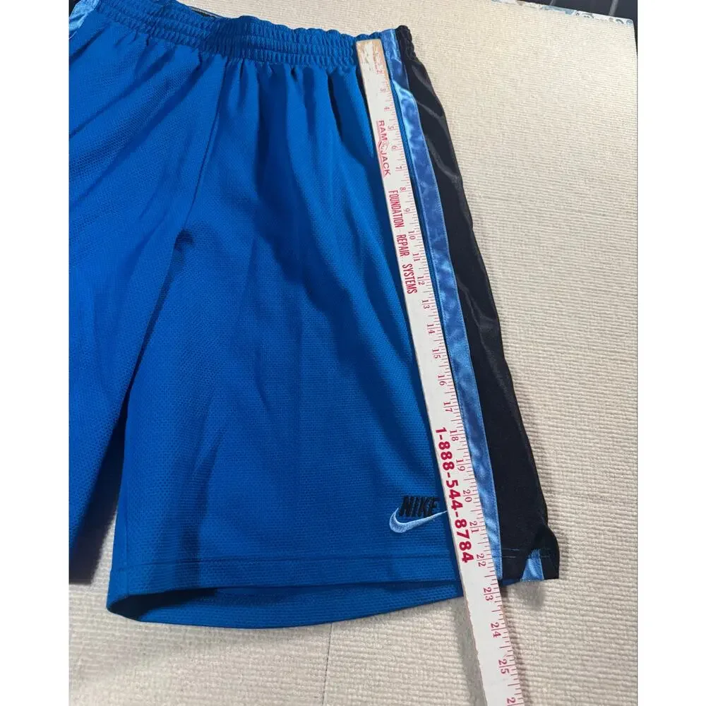 Nike Basketball Shorts Men's XL Blue Stripe Mesh Drawstring Athletic